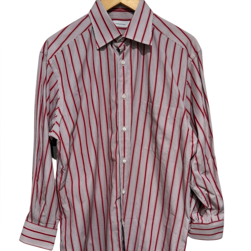 Classic Men's Red & White Stripe Button-Down Shirt